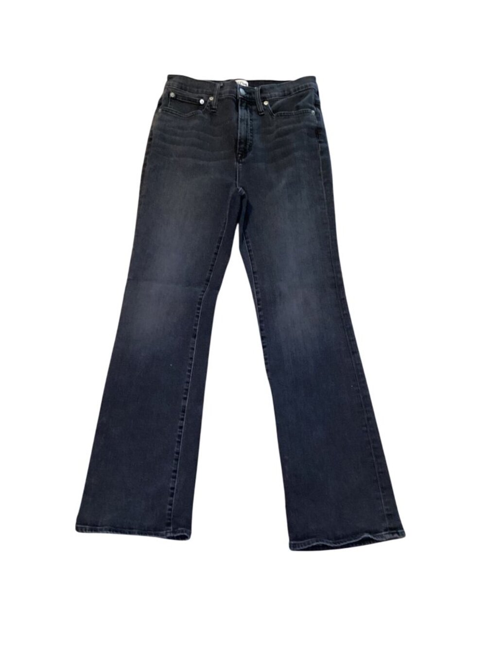 J. Crew Women's Curvy Full Length Demi Boot Cut Black Denim Jeans Size 30X30 Nic